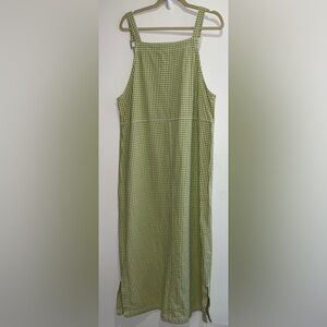 Green and White Gingham Overall Dress